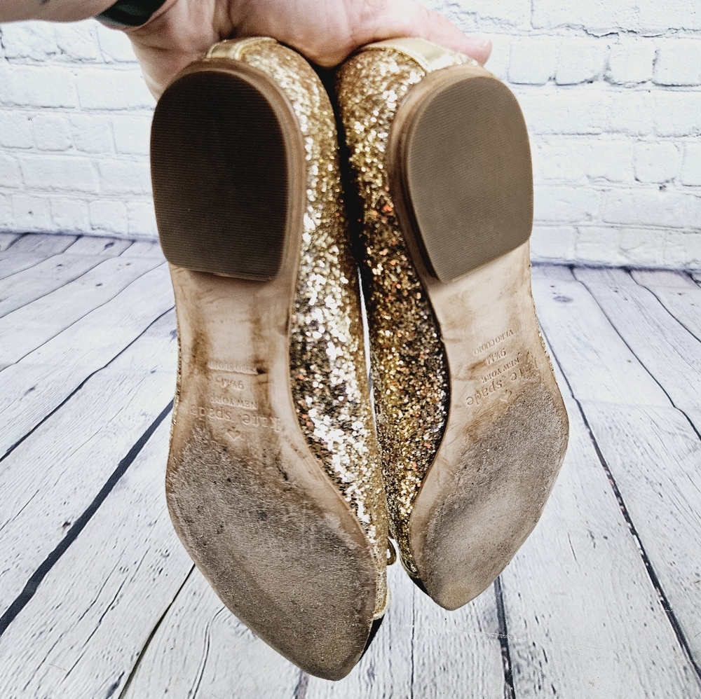 KATE SPADE | Nella glitter sparkle bow cap toe slip-on ballet flats - Picture 8 of 11